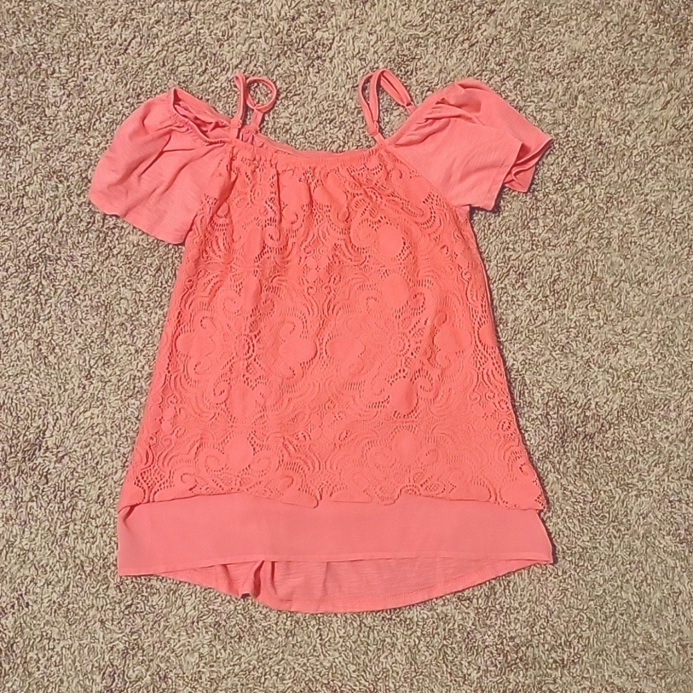 Lace front, cold shoulder/off the shoulder top